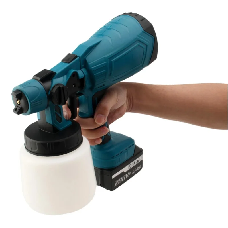 Elektryczny, bezprzewodowy pistolet natryskowy o mocy 1000 W, kompatybilny z akumulatorami Makita 18 V, wysokowydajny pistolet natryskowy HVLP, do malowania, do stosowania w przemyśle, do nakładania — 2
