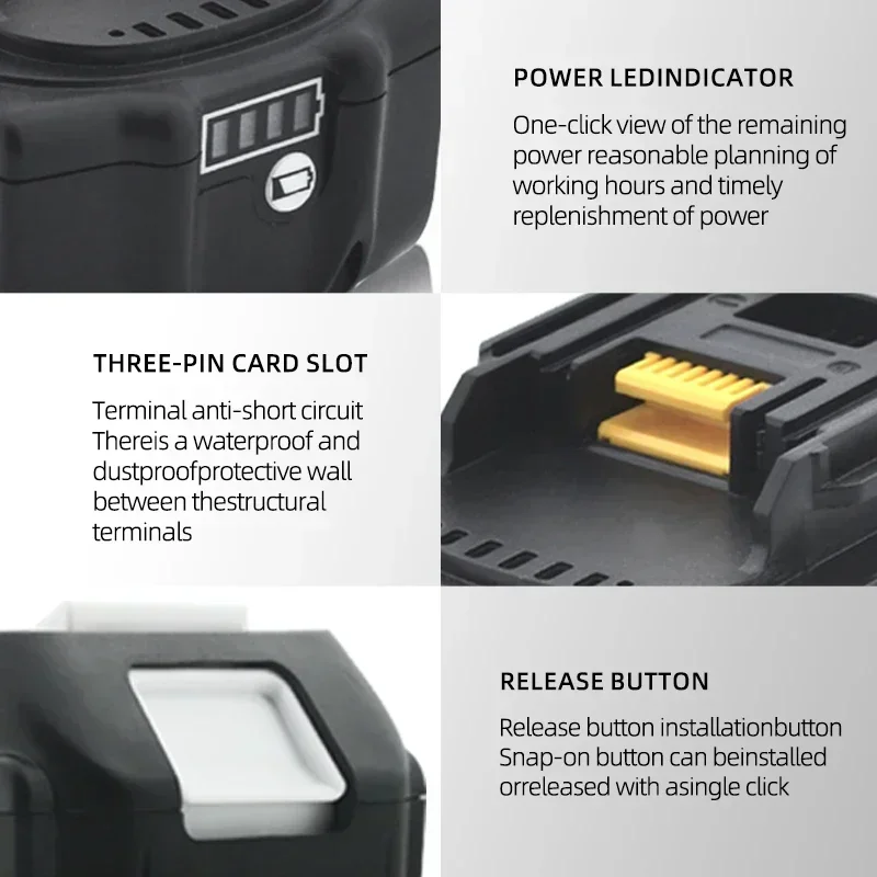 Genuine Makita 18v Battery With Charger,Makita 18 v Battery 6.0Ah 5.0ah,,Rechargeable Lithium Ion for BL1850 LXT400 Power Tool