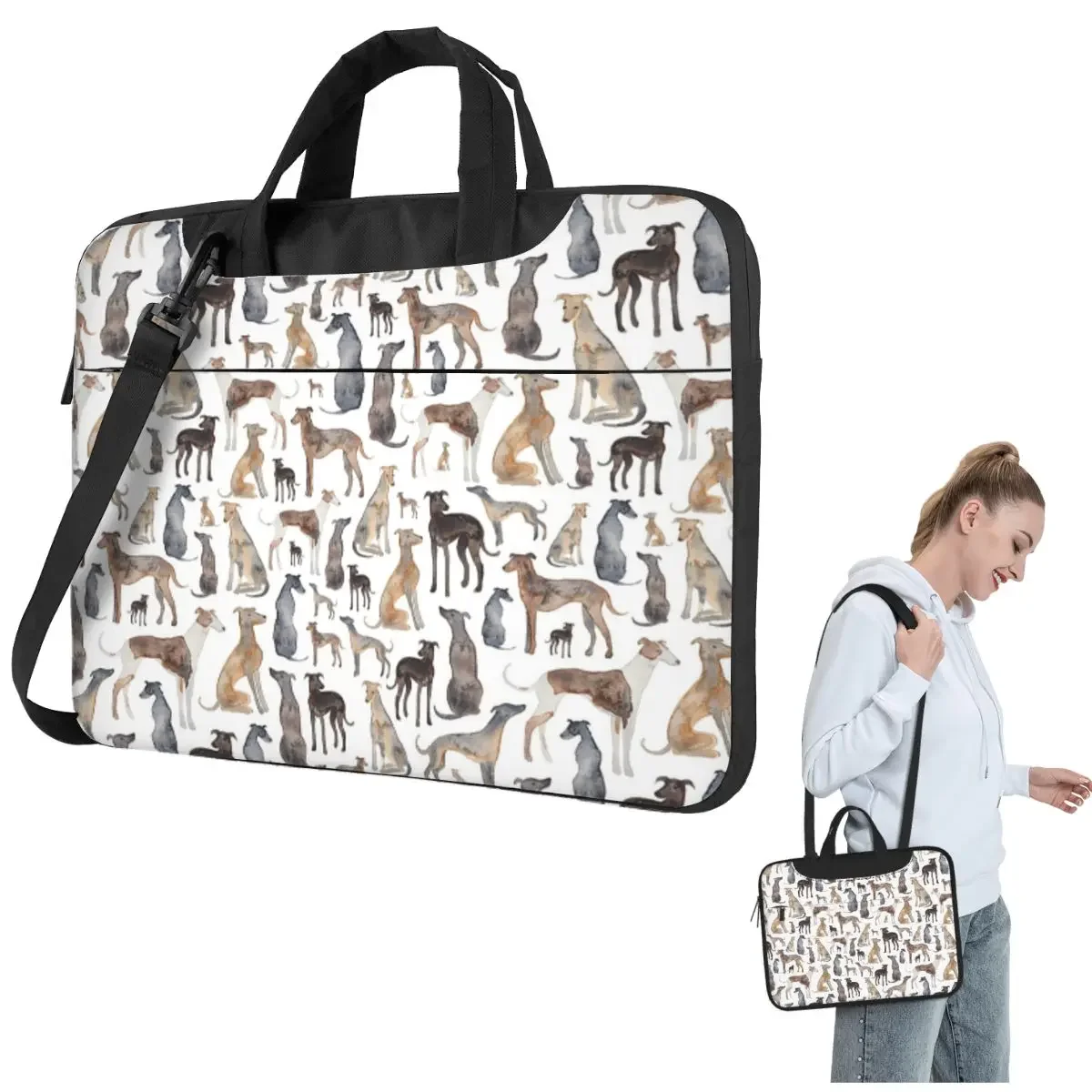 Greyhounds, Wippets And Lurcher Dogs! Crossbody Laptop Bag Case Computer Bag Resistant Protective Notebook Pouch for Lenovo