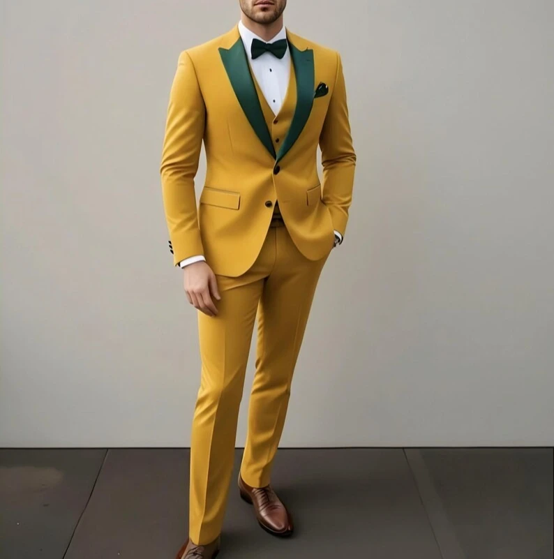 

Men's Yellow Suit Elegant 3-PC Slim-Fit Formal Wear