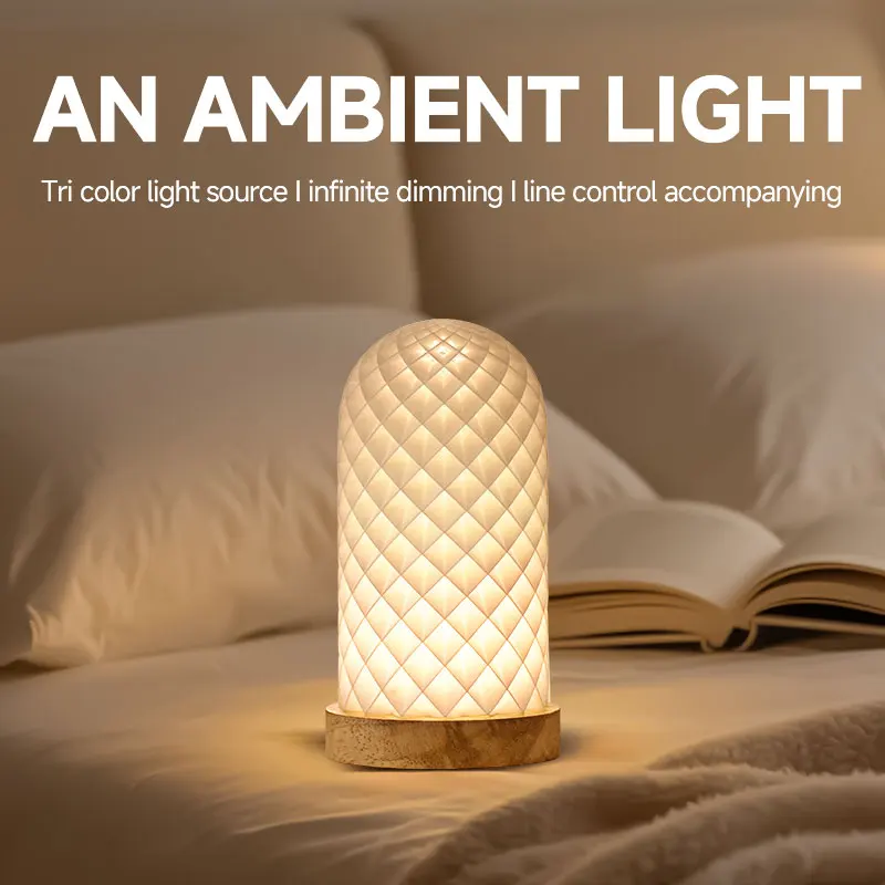 

1 шт. художественная настольная лампа, современный геометрический дизайн, основание из массива дерева, источник питания USB, модное украшение для дома, 3-цветная регулировка n