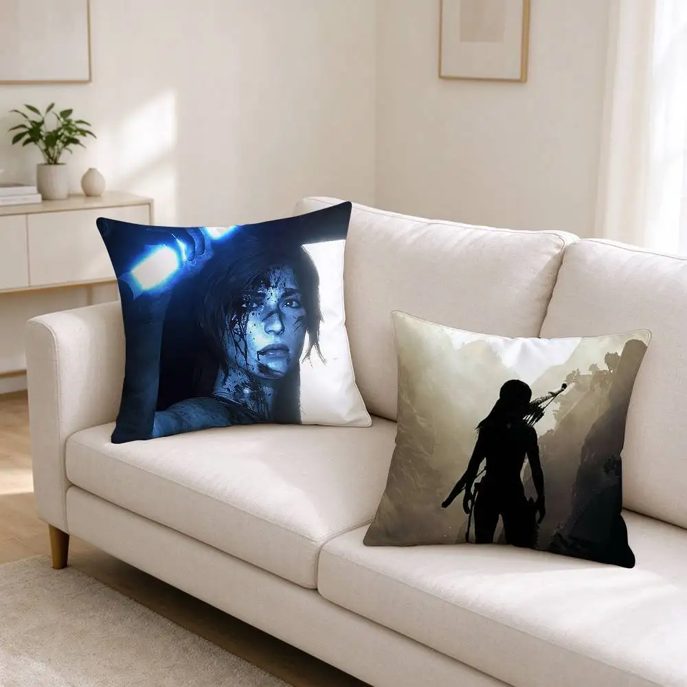 G-Game Tomb Raider L-Lara Croft  Square Double-Sided printed Pillow Case Bedroom Bedside Pillow Sofa Cushion Cover