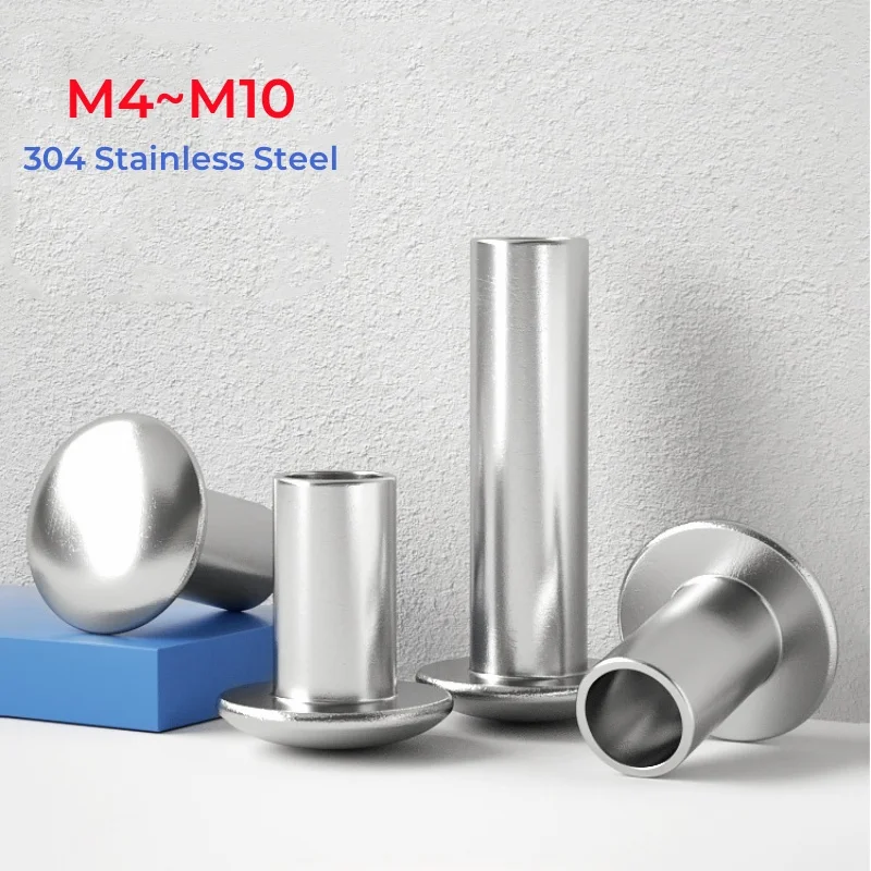 GB873 304 Stainless Steel Round Flat Truss Head Half Semi Hollow Shank Rivet M4 M4.5 M5 M6 M8 M10 Pan Head Semi-Tubular Rivets