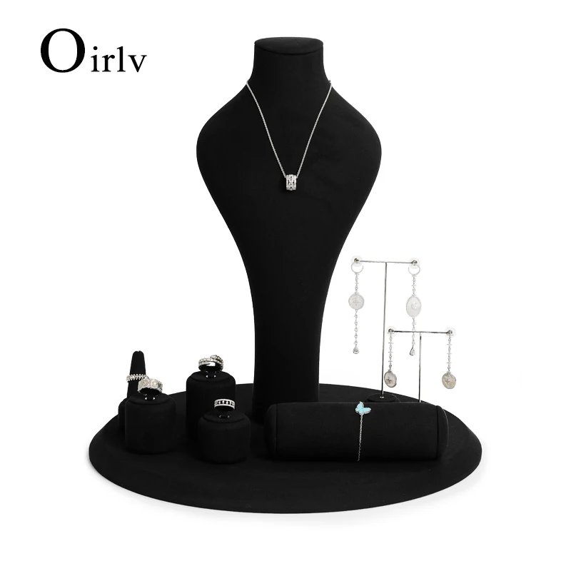 

Oirlv Jewelry Display Rack Stand Black Jewelry Holder Velvet Ring Earrings Bracelet Necklace Jewelry Stand For Jewelry Showcase