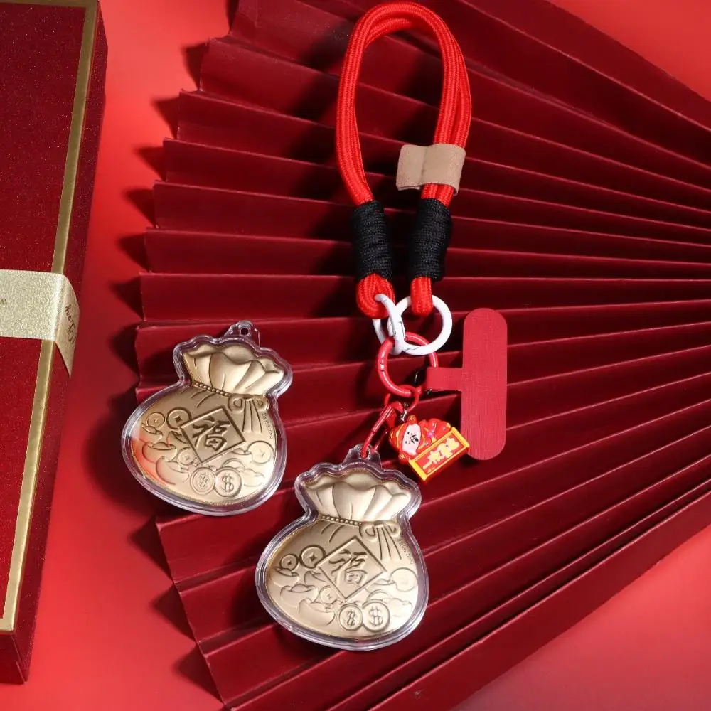 

Y-1Pc 2026 Золотистый брелок-подвеска «Счастливый Фу» для рюкзака, украшение, новогодний подарок, ремешок для телефона