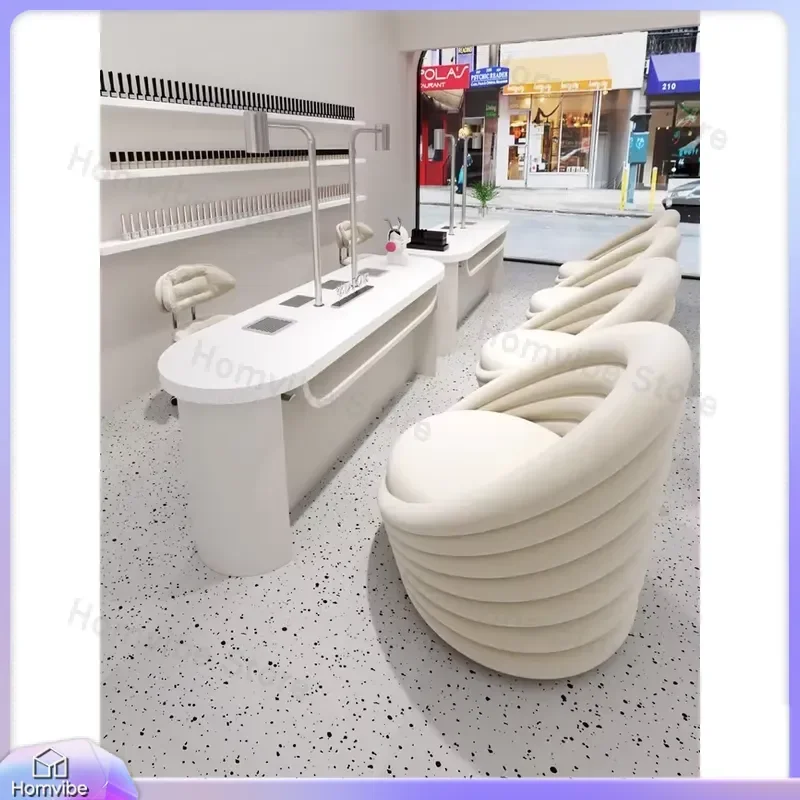 Nordic Style Double Marble Nail Table with Chair Set Multifunctional Pedicure Manicure Table Salon Furniture Home Nail
