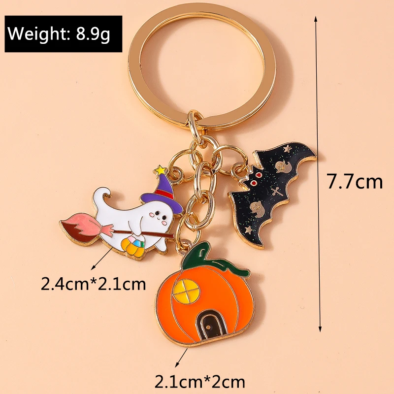 Niedliche Emaille Halloween Schlüssel bund Kürbis Geist Schlüssel ring Anhänger für Schlüssel halter Frauen Mädchen Handtasche Zubehör DIY Schmuck Geschenke – Detail 2