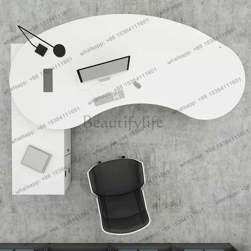 ボスデスク シンプルモダン 社長室 曲線家具 テーブルと椅子の組み合わせ