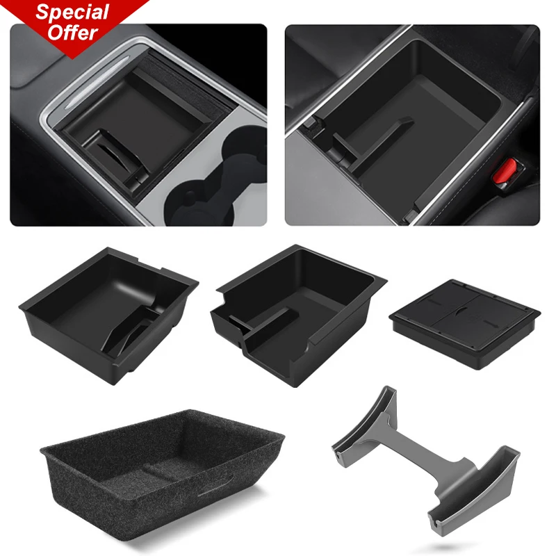 

For Tesla Storage Box Center Armrest Hidden Box Model 3 Model Y Under Seat Cup Glasses Storage Organizer Car Accessories 2023 22