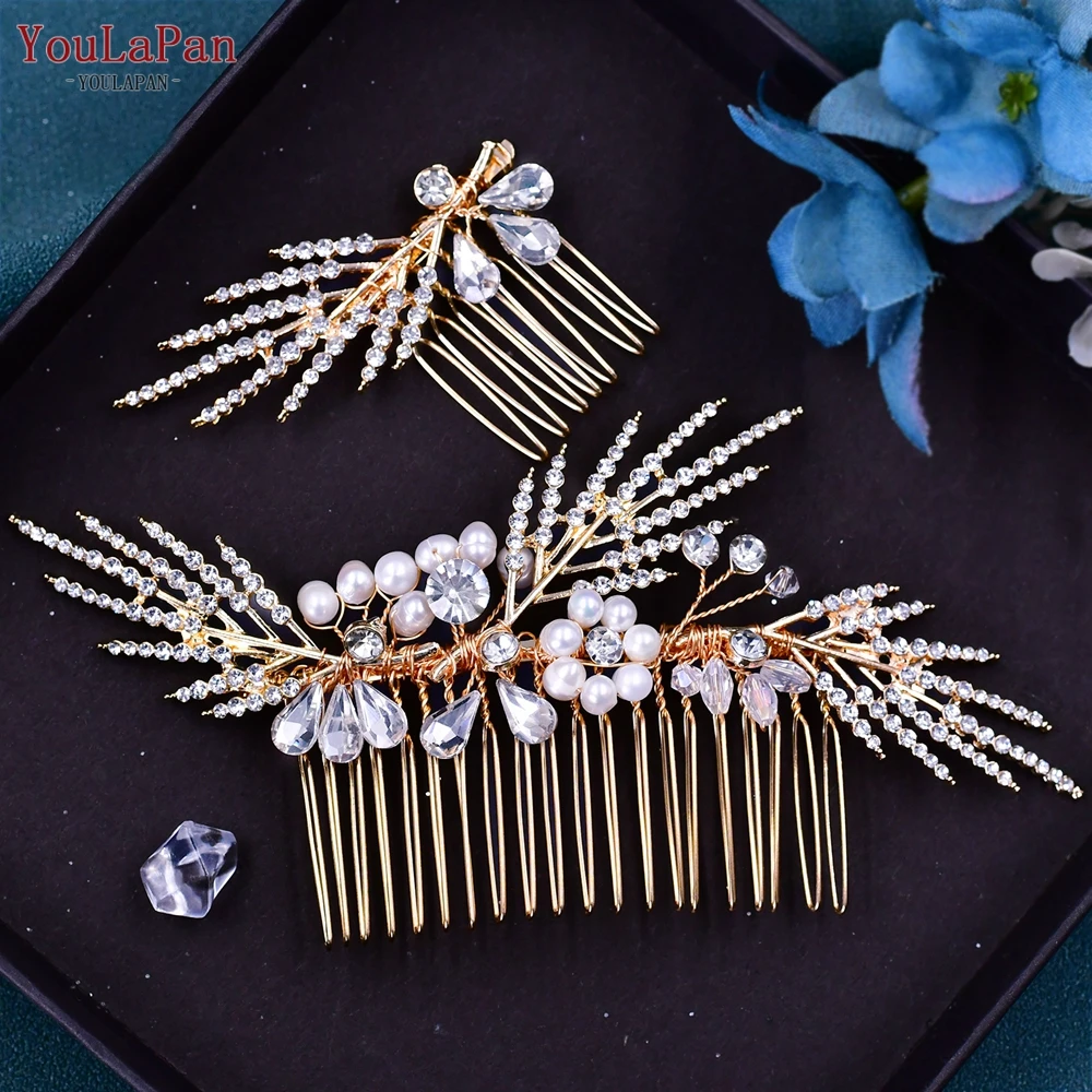 YouLaPan-peine de hoja de aleación para novia, Tiara de boda, accesorios para el cabello, tocado de novia, adornos para el cabello, joyería para la cabeza de mujer, HP01