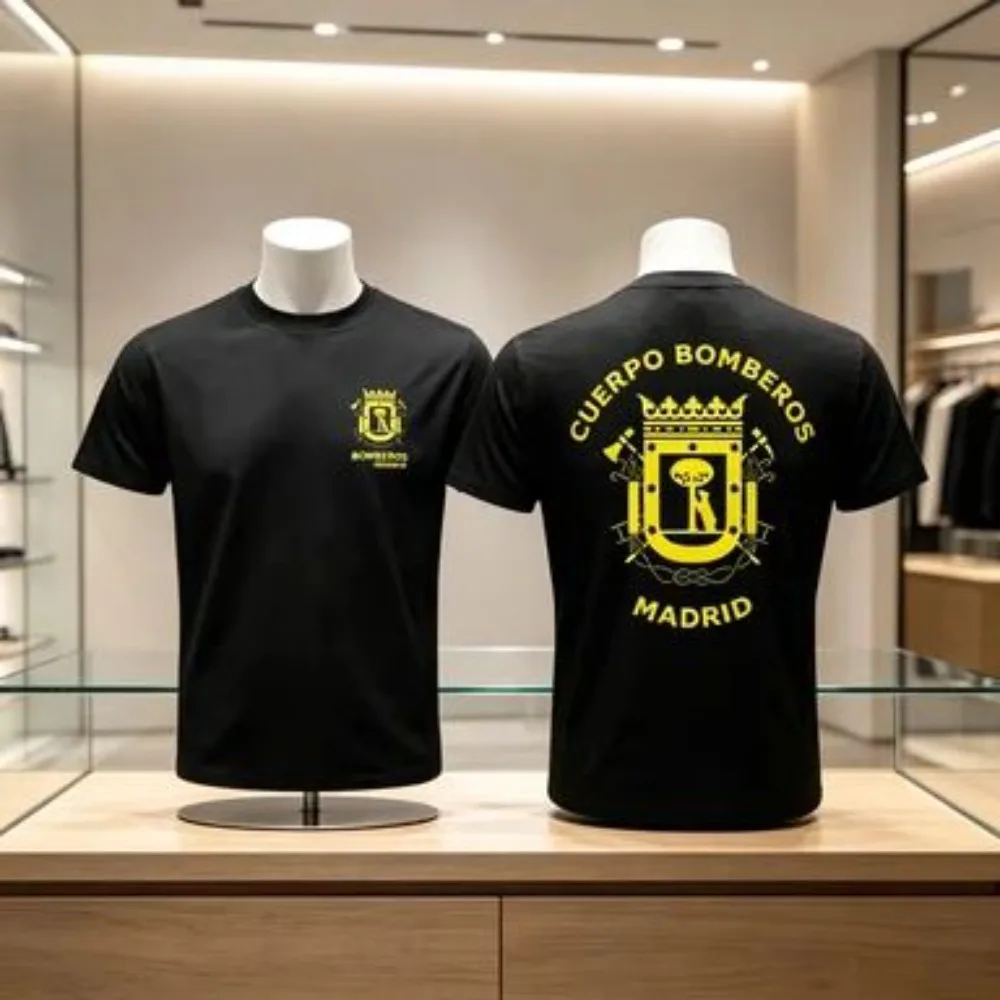 2026 New Comfort Skin-friendly Spanish Madrid Firefighters Fire Brigade Same Printed Men and Women Cotton T-Shirts Harajuku Tee