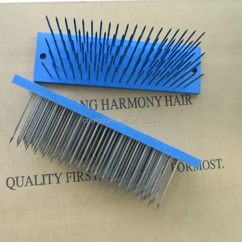 Combing hair material blue color and wooden hair hackle/Stainless steel pointed nail plate wig accessories/Wig combing rake tool