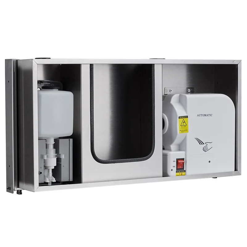 

Stainless steel mirror back drawer box, hidden mirror cabinet, paper towel holder, embedded soap dispenser