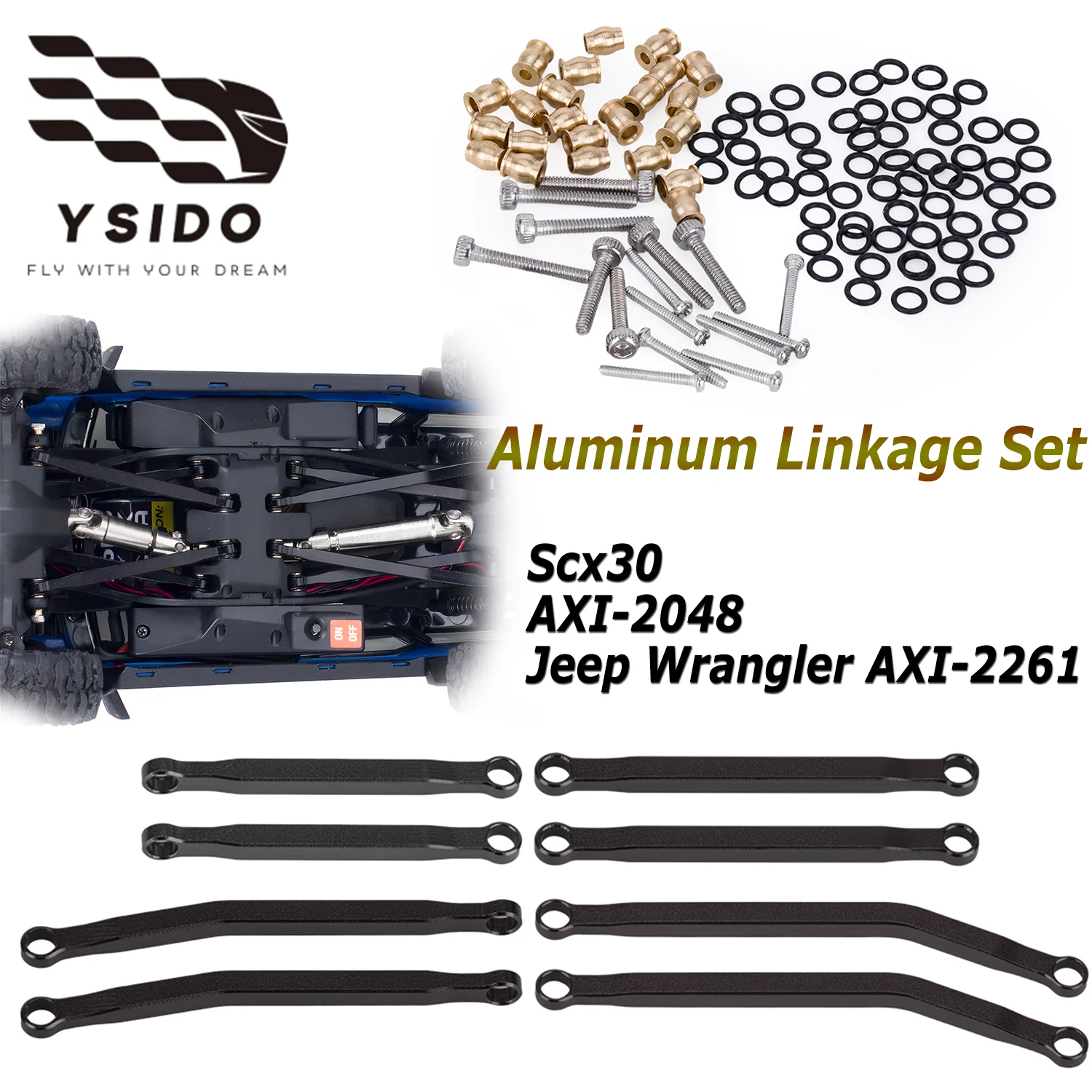 

Y​SIDO High-Clearance Aluminum Linkage Set Upgrade Kit for Scx30 AXI-2048 / Jeep Wrangler AXI-2261 (Fits Bronco, K10, Wrangler)
