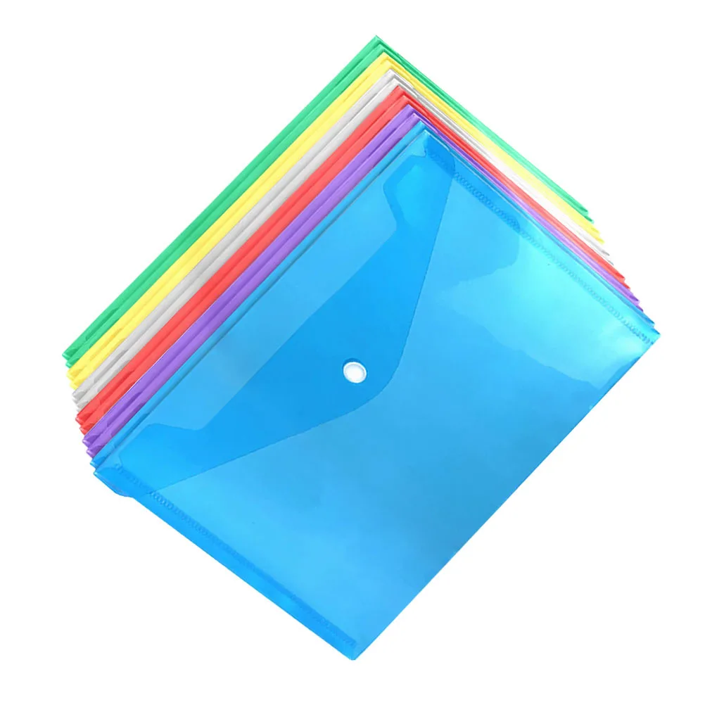 12 قطعة من حقيبة الملفات الملونة بحجم A4 حقيبة مستندات بلاستيكية ممتازة مقاومة للماء ومضادة للتمزق للاستخدام المكتبي والمدرسة