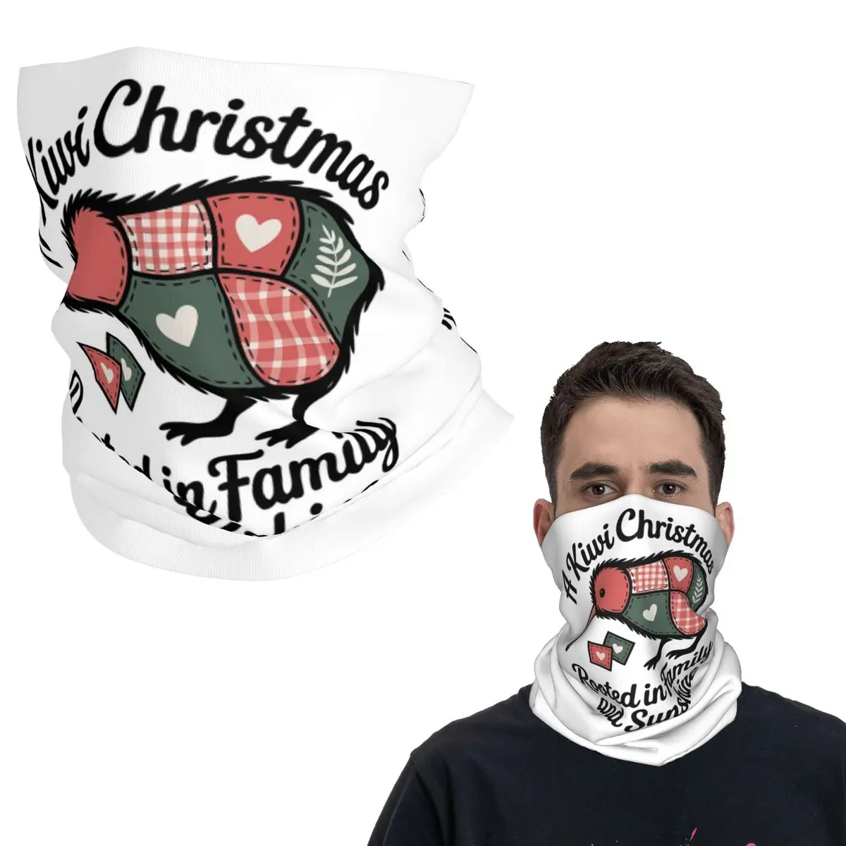 Patchwork Kiwi Silhouette - A Kiwi Christmas Bandana Neck Gaiter Printed Wrap Scarf Warm Face Mask Outdoor Sports For Men Women