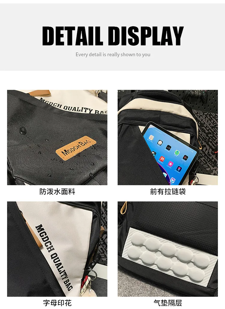 حقائب مدرسية ذات سعة كبيرة على ظهره للرياضات الخارجية من النايلون المقاوم للماء حقيبة مدرسية للسفر Unsiex زوجين حقيبة الأمتعة على ظهره #4