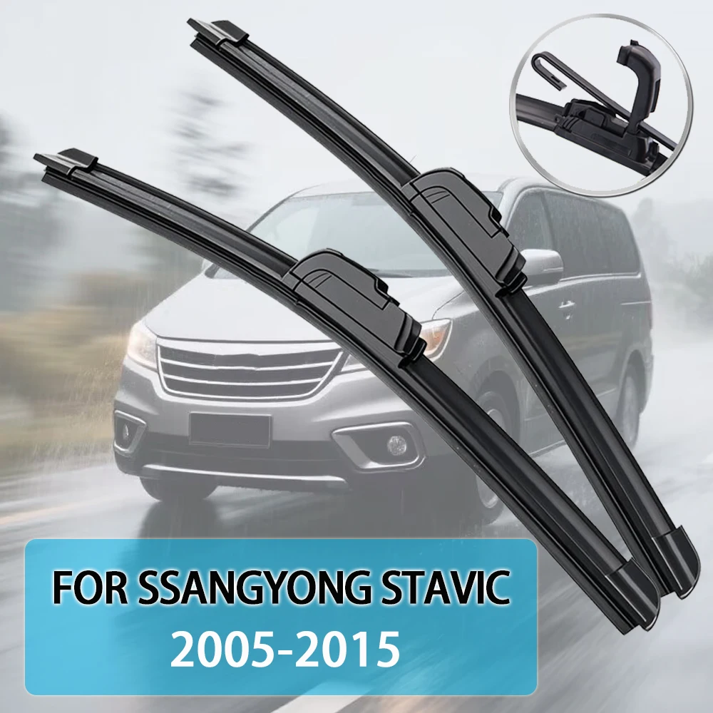 For Ssangyong Stavic A100 2005-2015 24''+18'' Car Wiper Blade Front Wipers Fit Push Button Arm Windscreen Auto Wiper Blades
