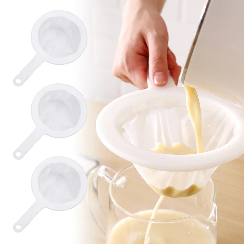 

1Pcs 400Mesh Hand-held High Density Mesh Soy Milk Wine Filter Bag Nut Bag Tea Coffee Oil Yogurt Reusable Filter Net