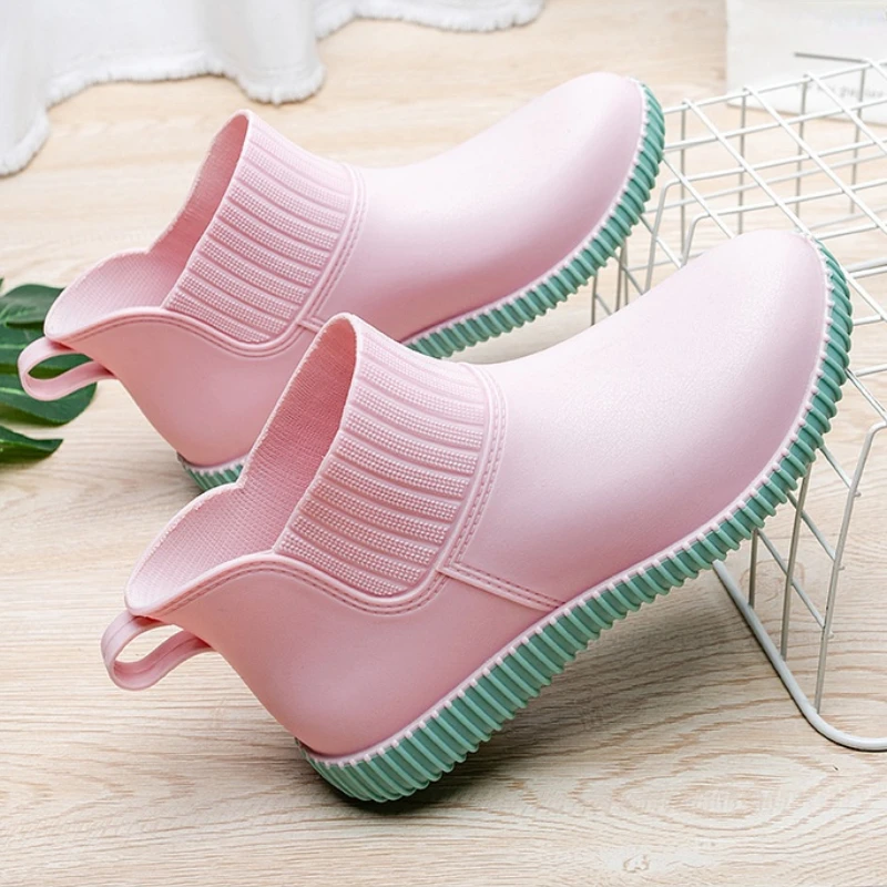 Bottes de pluie courtes imperméables pour femmes, chaussures de marche pour femmes, bottes de rinçage pour la maison, le jardin, le travail, la mode