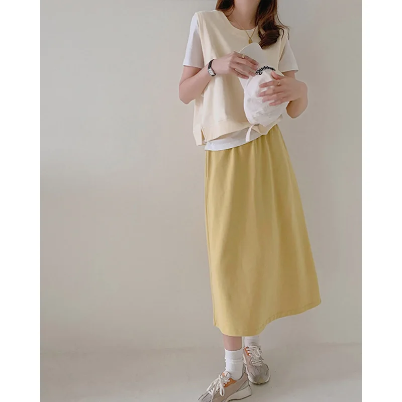 Koreanische Sle Faionable Pullover Weste frauen Sommer Lose Oberbekleidung ort Cut Open Split Design Schichtung Tank Top