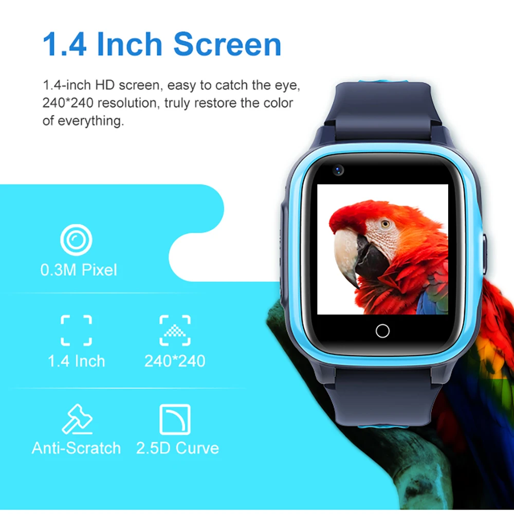 

SOS Smartwatch Wifi GPS LBS AGPS location Children Sports 1.4 Inch 700Mah Kids 4G Waterproof Smart Watch HD Voice Call Camera