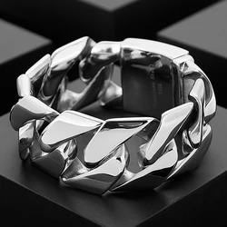 31mm Huge Heavy Chunky Cuban Link Chain Bracelet Jewelry High Quality Stainless Steel Matte Bracelet Men Accessories