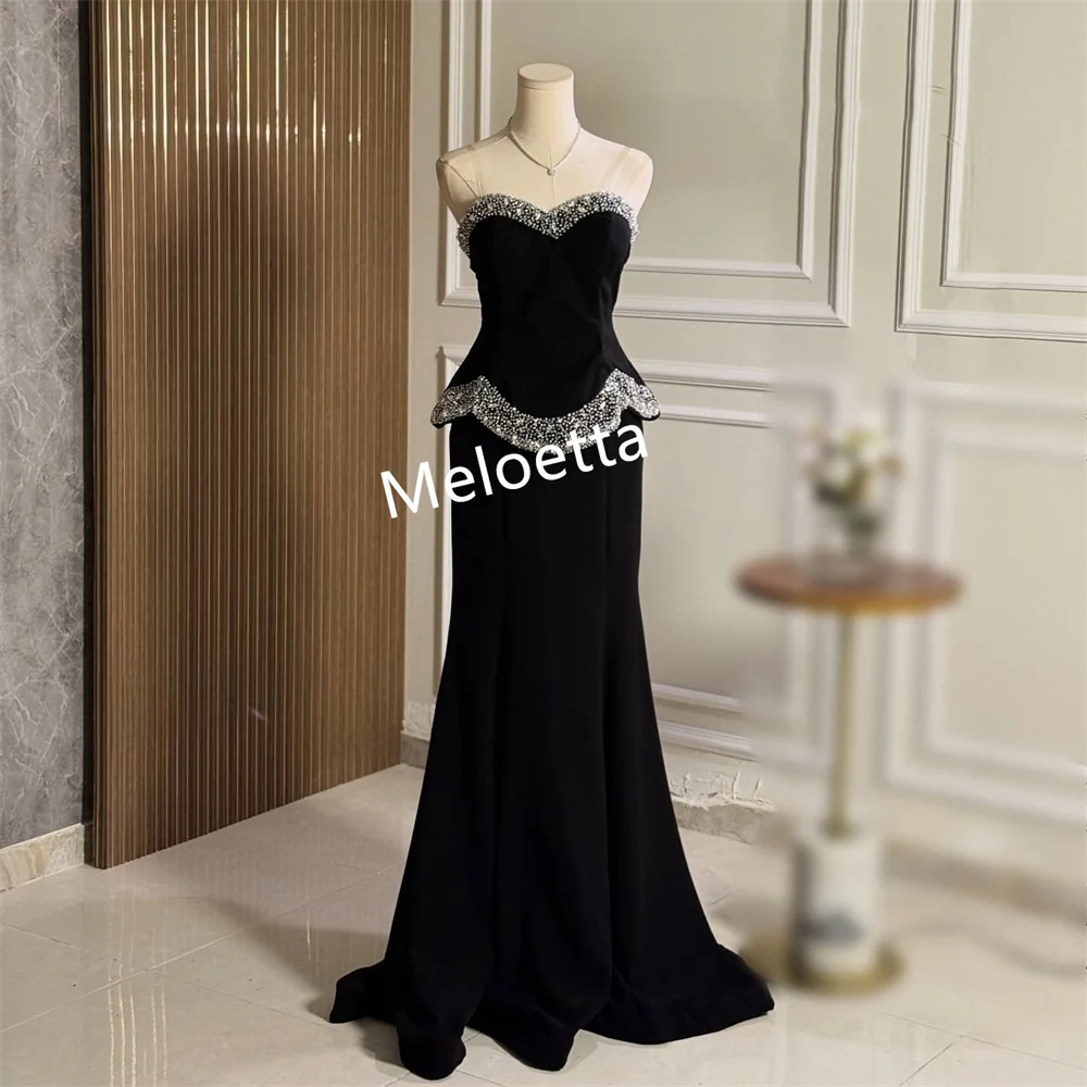 맞춤형 고급 이브닝 드레스 기품 있는 인어형 블랙 롱 드레스 맞춤형 행사 우아한 파티 글리터