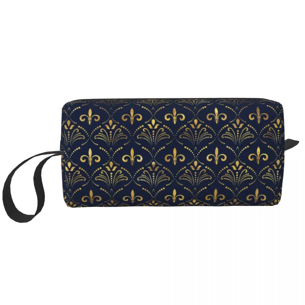 

Travel Elegant Fleur-de-lis Pattern Toiletry Bag Portable Lily Flower Makeup Cosmetic Organizer for Women Storage Dopp Kit Box