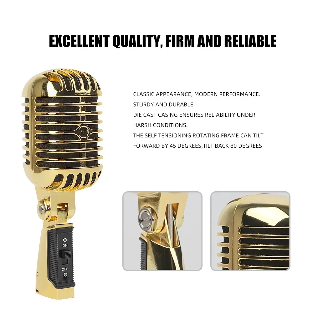 Dynamic Microphone Vintage Portable Bar Stage Performance KTV Karaokes Speech Mic Home Electric Accessories Singer