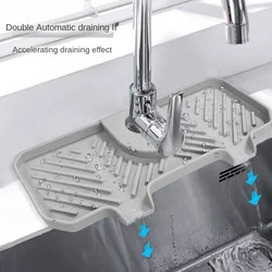 1PC Sink Splash Guard Silicone Water Catcher Mat Behind Faucet Sink Draining Tray With 3 Adjustable Buckle Soft Bar Soap Holder