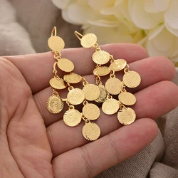 Coin Gold Color Earring For Women Men Arab Charm Pendant Earrings Banquet Jewelry Gift Coin Earrings for Wealth Transportation