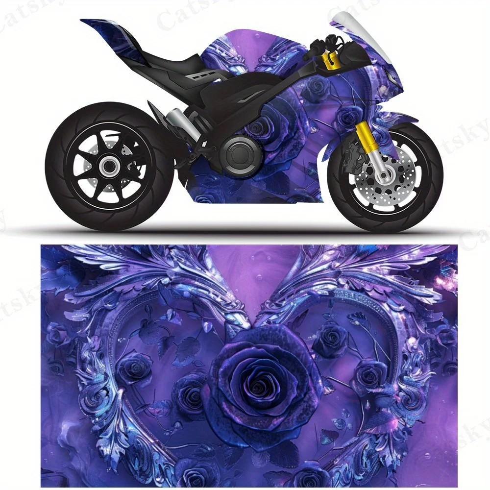

Silver Wings and Black Rose Motorcycle Film Stickers, Durable PVC Adhesive Decals for Motorcycle Customization, Weather-Resistan