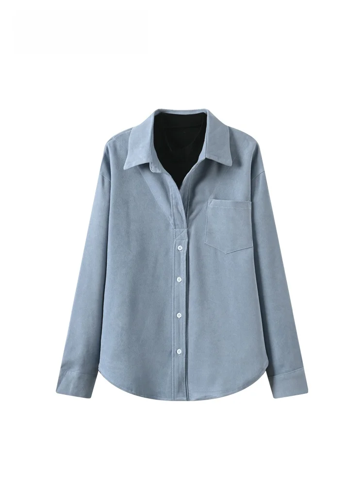 

Cara CLUB Large Size Ne Long Sve irt Women's Spring Faionable Slimming Two-Piece Top Trendy French Sle Polyes...