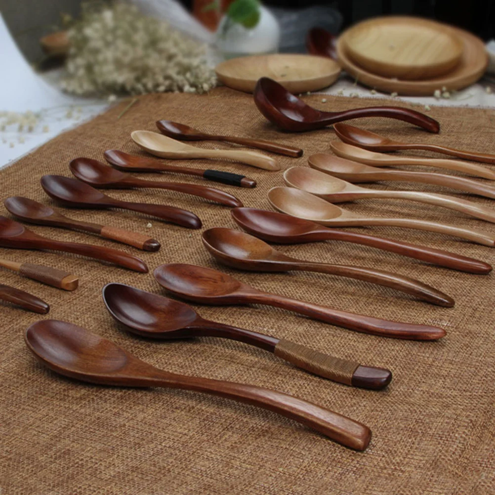 

6Pcs Solid Wood Honey Spoon Premium Natural Wooden Spoons for Coffee Tea Soup Jam Kitchen Utensil Set Wood Spoon