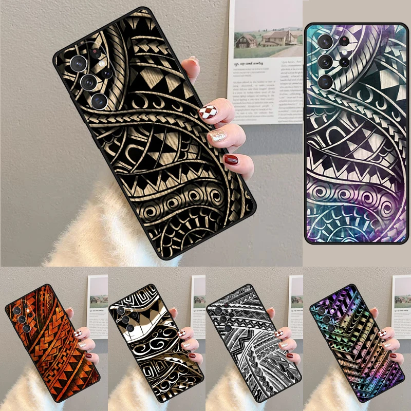 Maori Tribal Samoan Polynesian Silicone Phone Case For Samsung Galaxy note 10 pro S26 S25 S24 S23 S22 S21 Plus Ultra Capa Cover