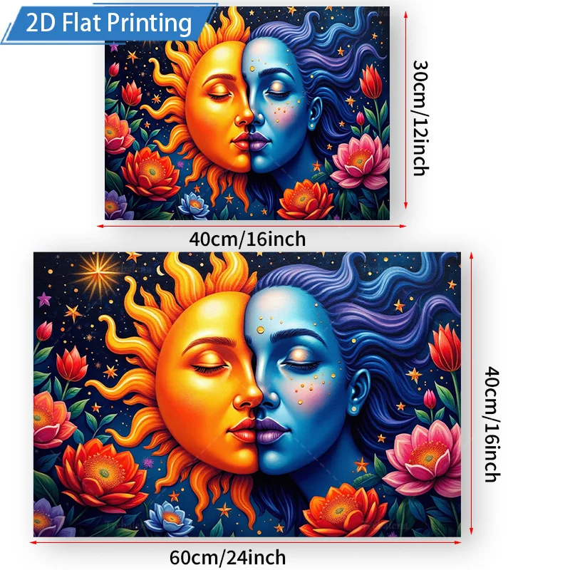 1pc Wall Tapestry "Sunny Moon Kiss Tapestry - Boho Floral Wall Hanging for Home Decor" - Image 3