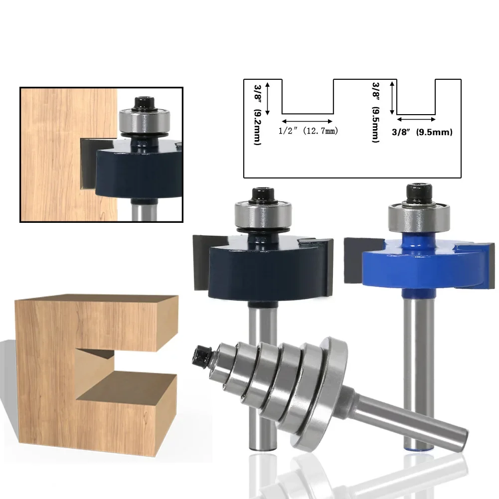 

3PC/Set 1/4" 6.35MM 6MM Shank Milling Cutter Wood Carving Rabbet Router Bit With 6 Bearings Set Tenon Cutter Woodworking Tools