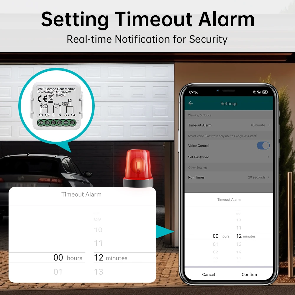 Tuya WiFi Smart Garage Door Opener Controller Smart Garage Door Switch Voice APP Control Work for Alexa Google Home Yandex Alice