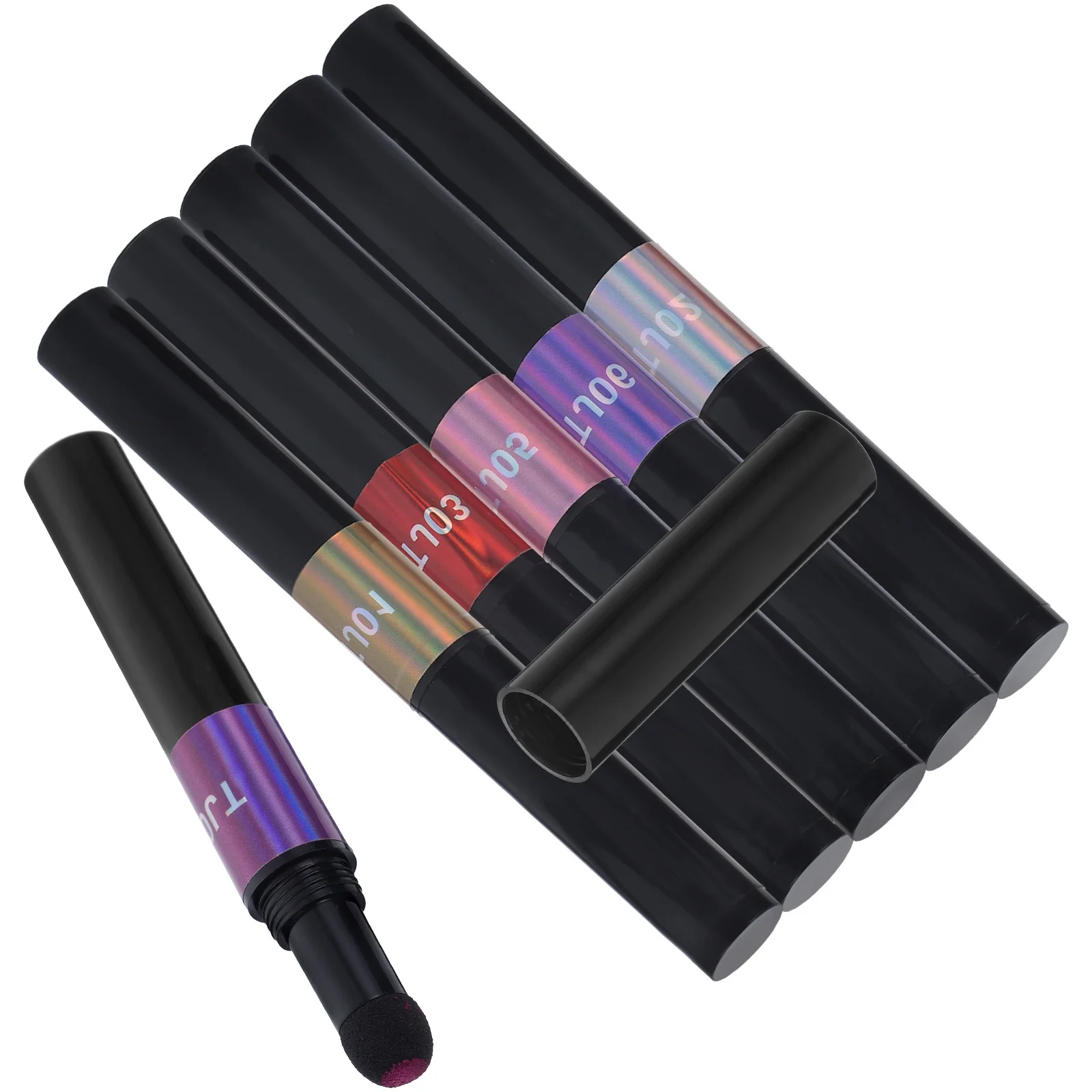 

6pcs Powder For Glitter Mirror Effect Nail Art Diy Manicure Tool Salon Manicure Pen Supply Creative Nail Art Pen