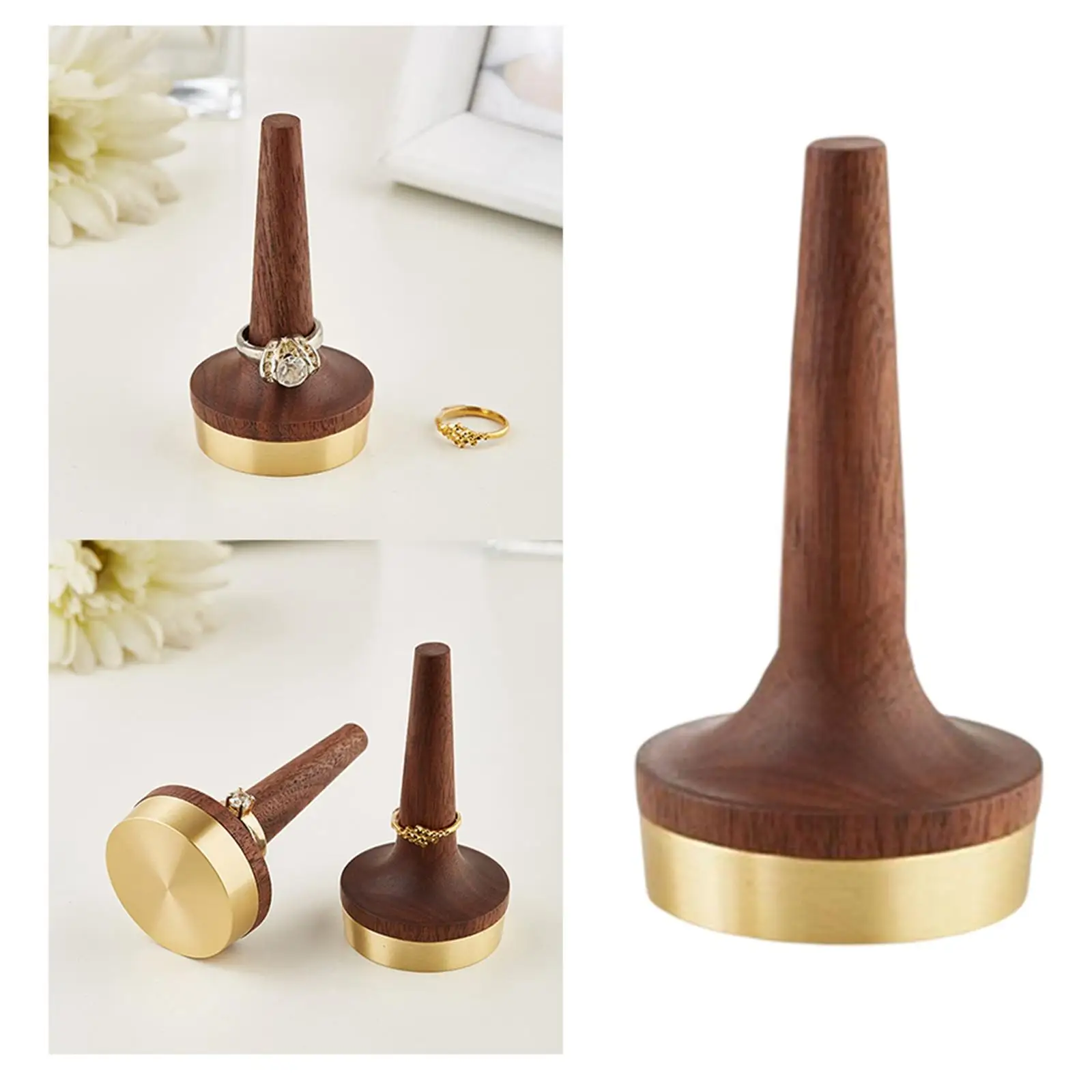 Wooden Jewelry Display Holder Support Holder Cone Shaped for Men Women