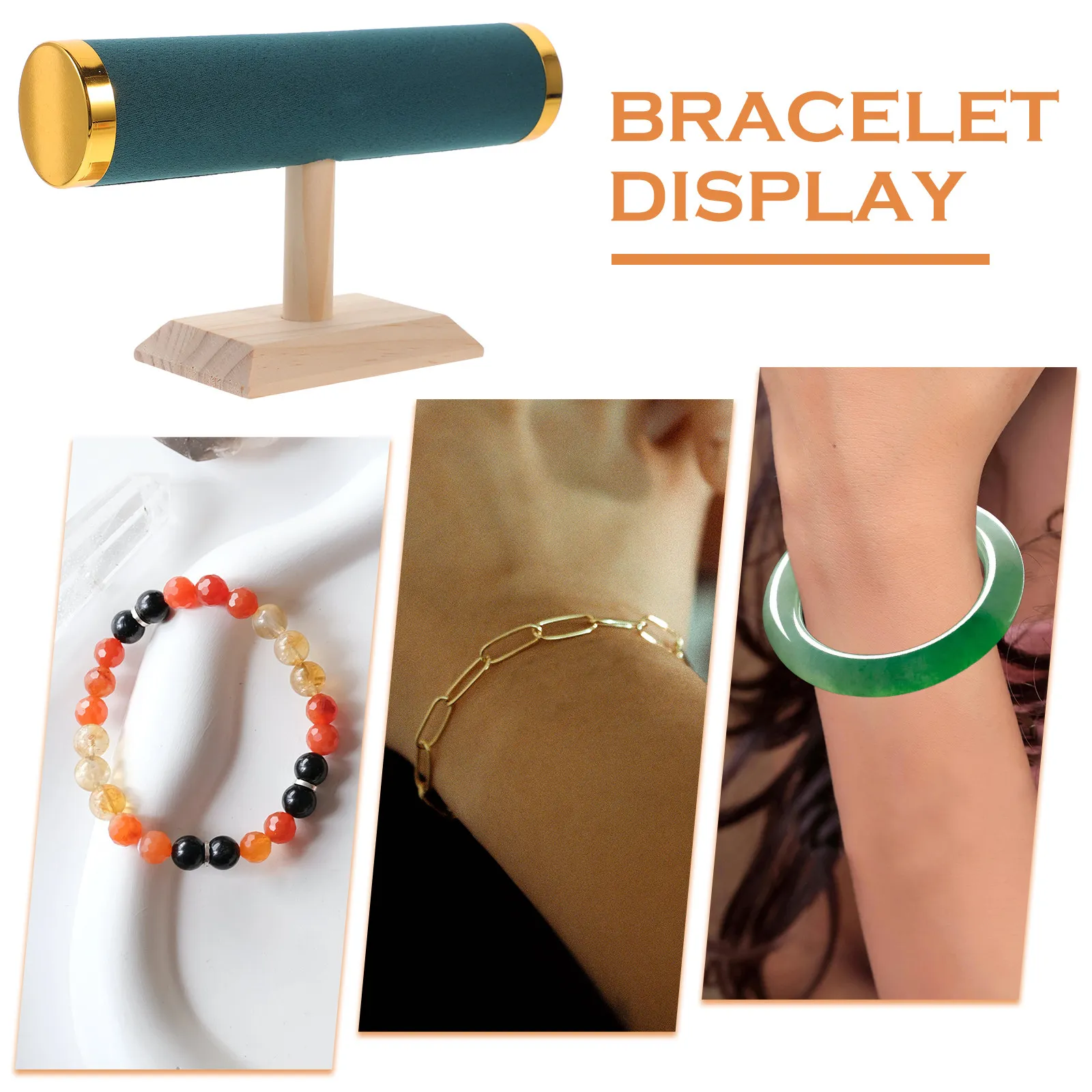 

Подставка для украшений из массива дерева, Т-образная, для браслетов, часов, резинок для волос, настольный органайзер