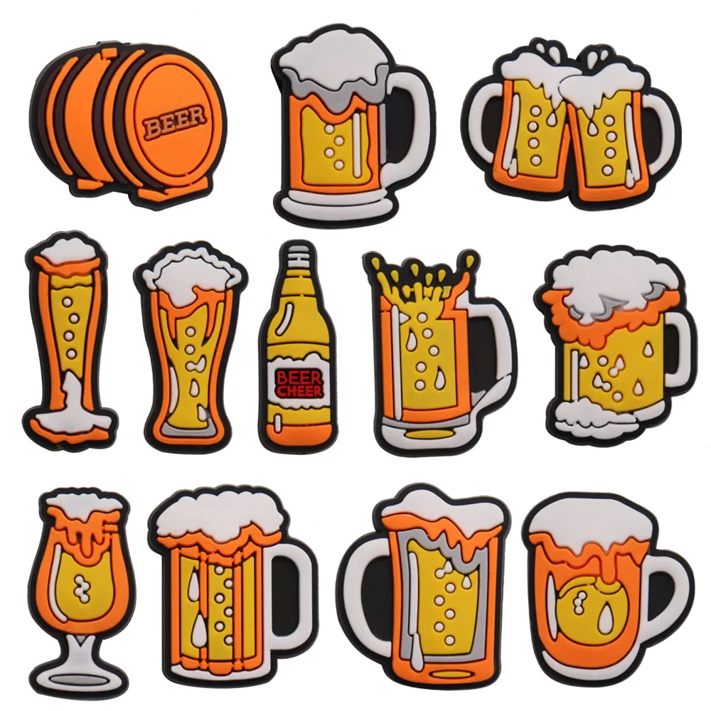 Mix 50pcs PVC Drinks Cheer Beer Sandals Shoe Charms Accessories Adult Designer Decoration DIY Backpack Bracelet Adult Gift