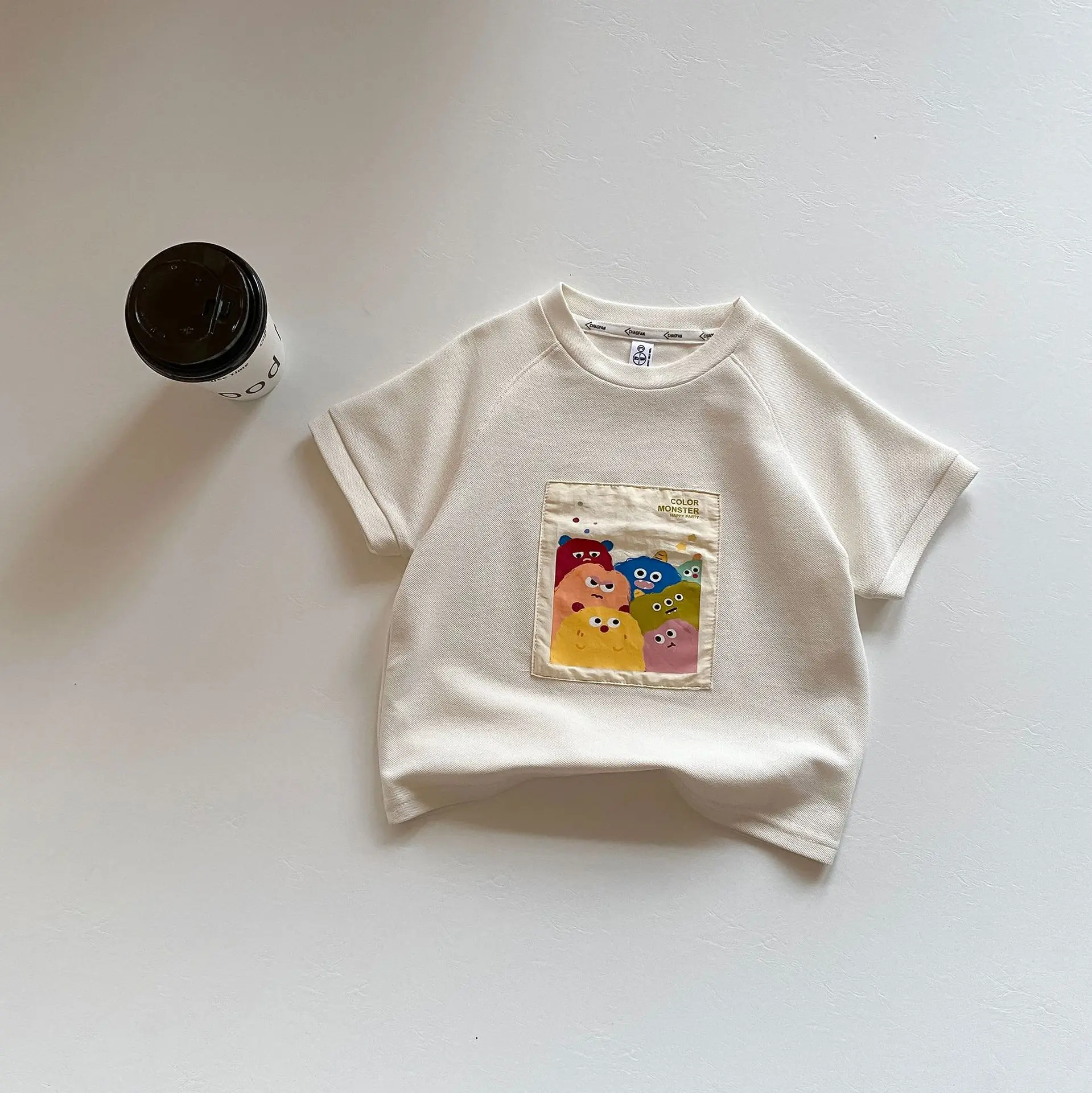 2024 Summer Boy Girl Children Cartoon Short Sleeve T-shirt All-match Baby Patch Casual Tees Cute Kid Cotton Tops Toddler Clothes