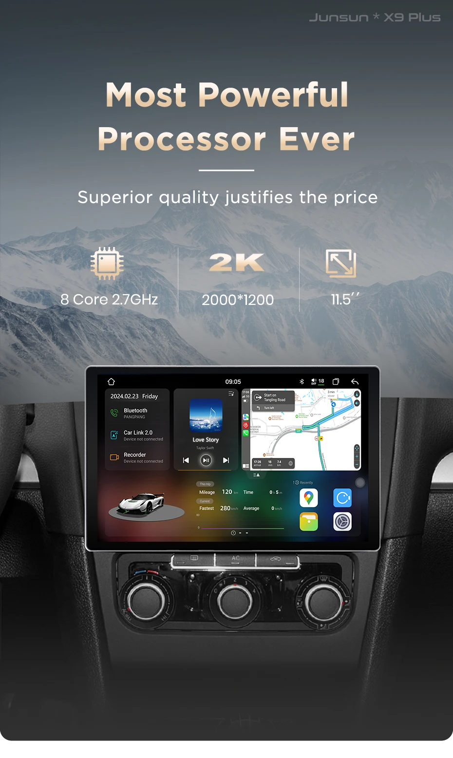 Junsun 7870 2K Wireless CarPlay Android Auto Radio für VW Volkswagen Golf 6 2008 2009-2016 GPS-Navigationsgerät 4G DSP DTS 360 – Detail 4