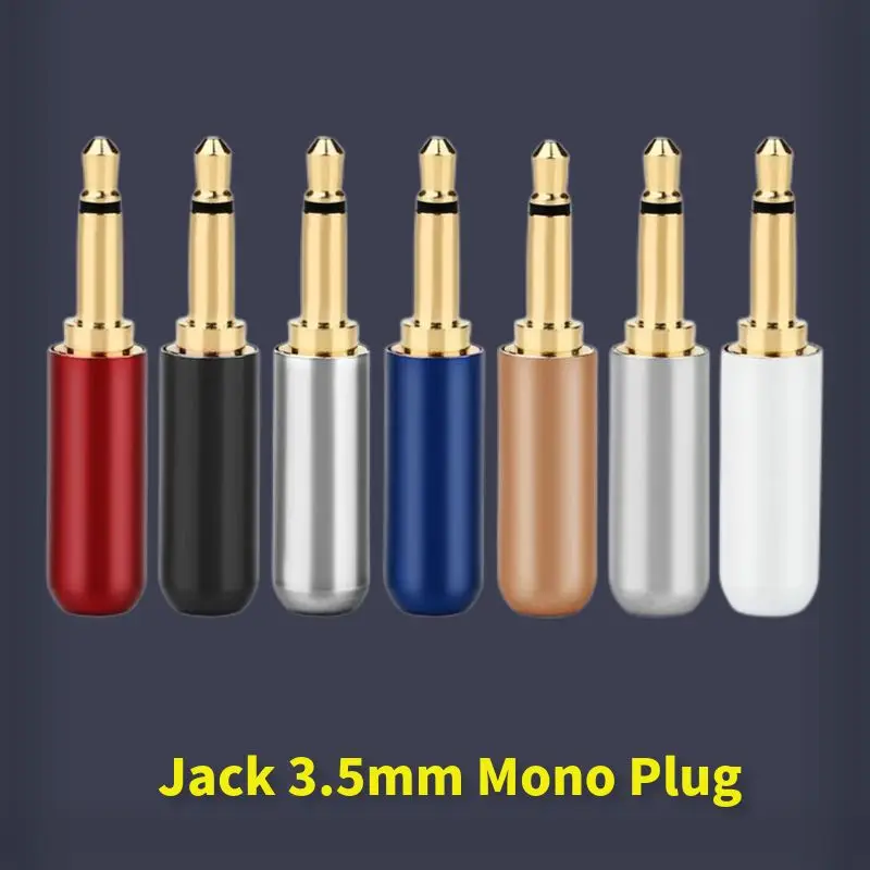 Jack 3.5 For Soldering Connector Mono Plug 2 Pole Headphone Speaker Terminal Audio Jacks DIY Earphones Cable Metal Alloy 6 Color