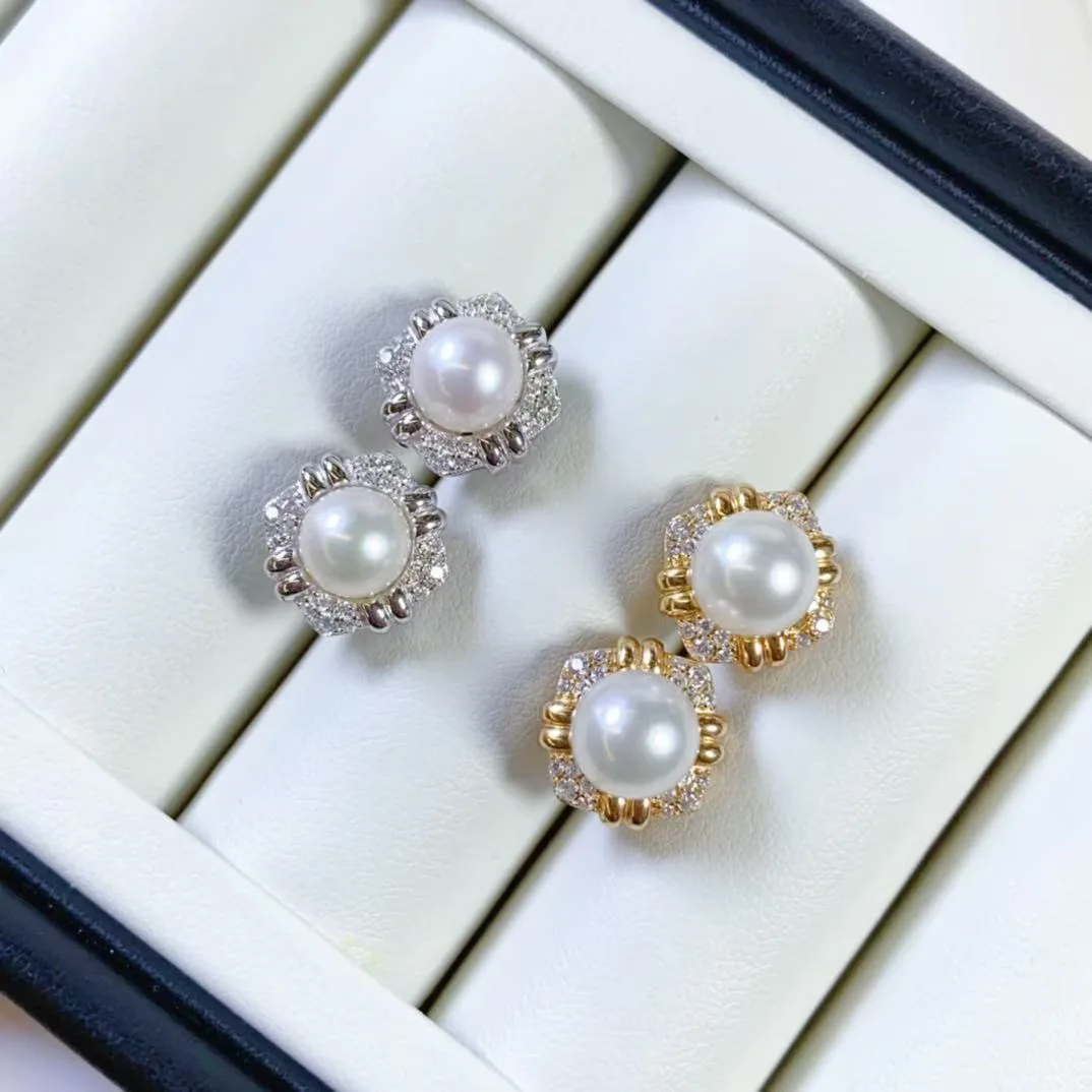 

Серьги с круглым жемчугом Южного моря AAAA7-8 мм, 925-х годов