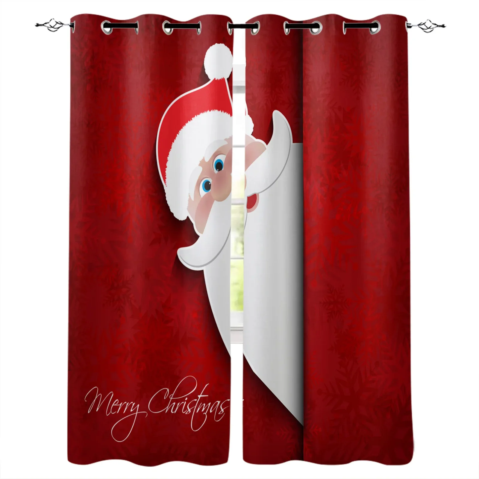 Santa Claus Christmas Decoration Christmas Blackout Curtains 3D Print Window Curtain Bedroom Living Room Decor Window Treatments