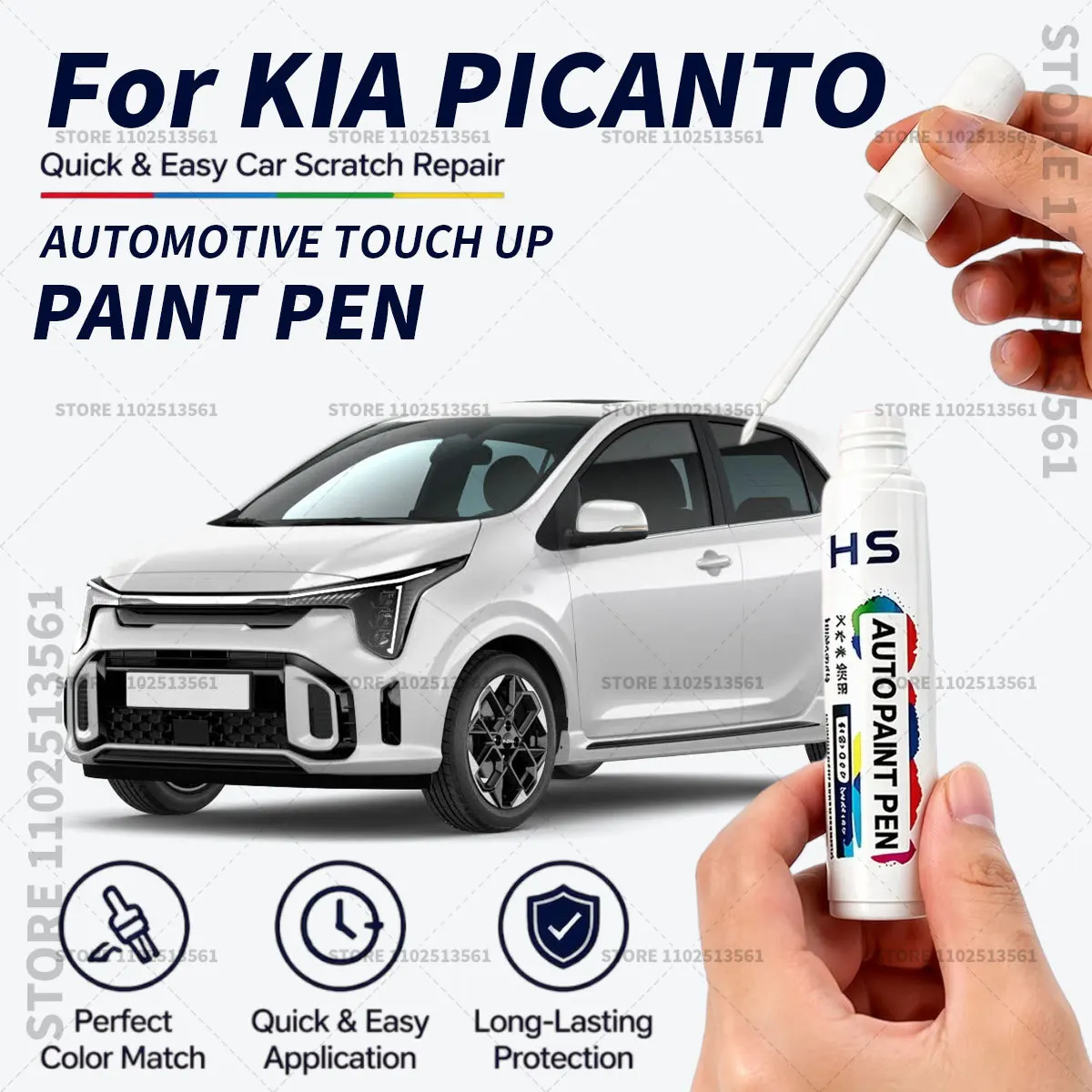 For KIA PICANTO Touch Up Paint Pen Car Paint Scratch Repair Tool Azure Blue Blaze Red Clear White Smokey Blue Black Yellow Grey