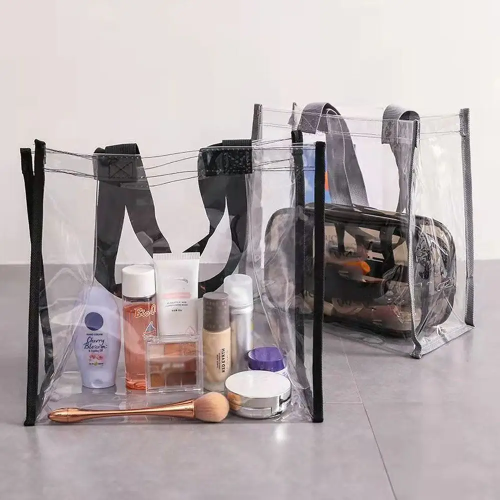 Neceser de PVC impermeable para viaje, organizador de cosméticos, bolsa de playa, transparente, almacenamiento de maquillaje